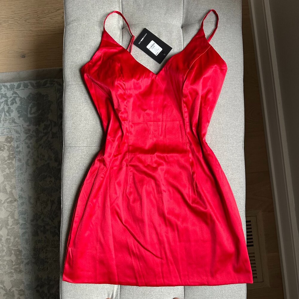 Fashion Nova satin red mini dress